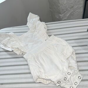 white ruffle romper
